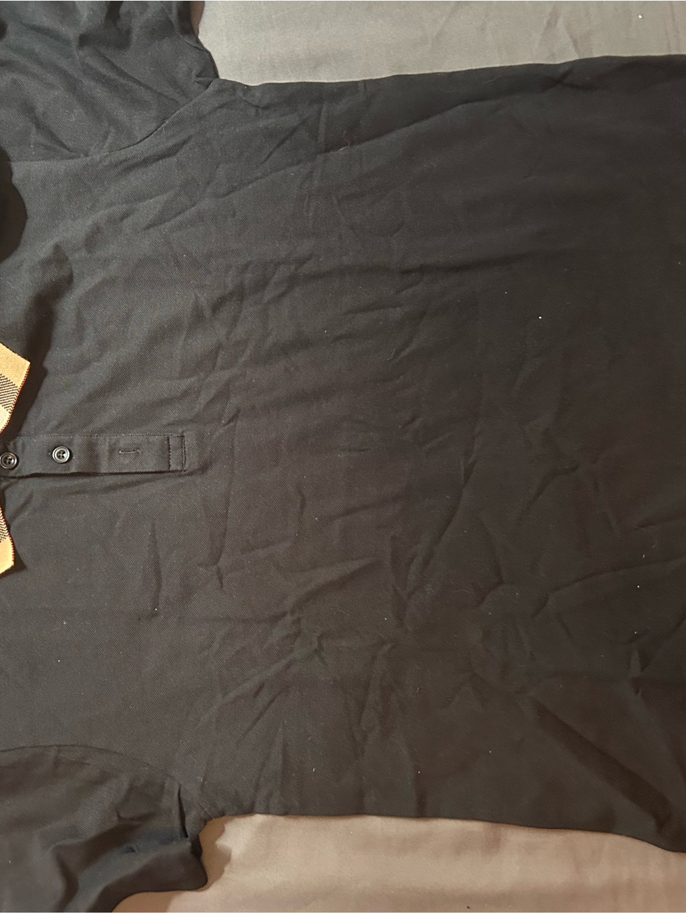 Burberry Black Polo with Tan Contrast Collar